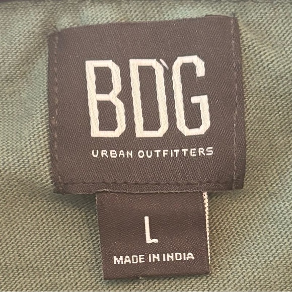 BDG Urban Outfitters Rugby Stripe Tee in Green & Navy SIZE LARGE - Picture 5 of 8